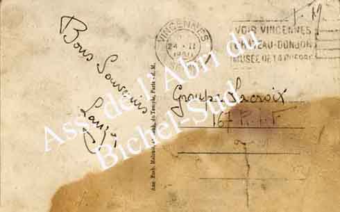 Face arri�re de la carte postale
